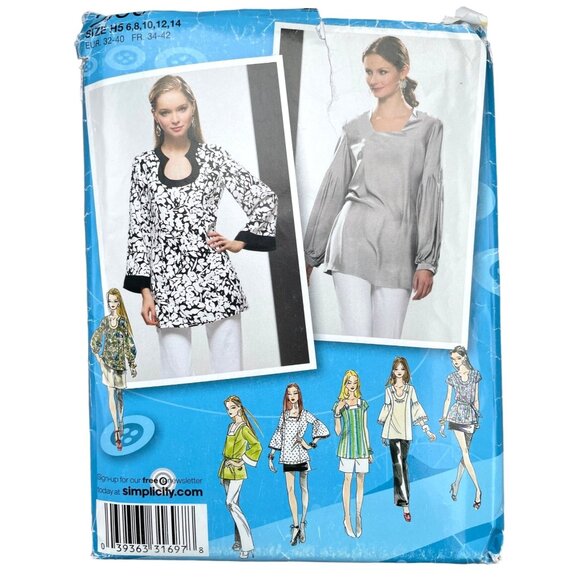 Simplicity Sewing Pattern 2930 Tunic Top Shirt Tie Belt Misses Size 6-14 - Picture 1 of 2